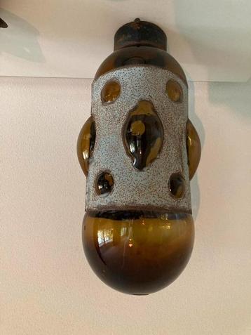 Vintage handgeblazen glazen lamp brutalist beschikbaar voor biedingen