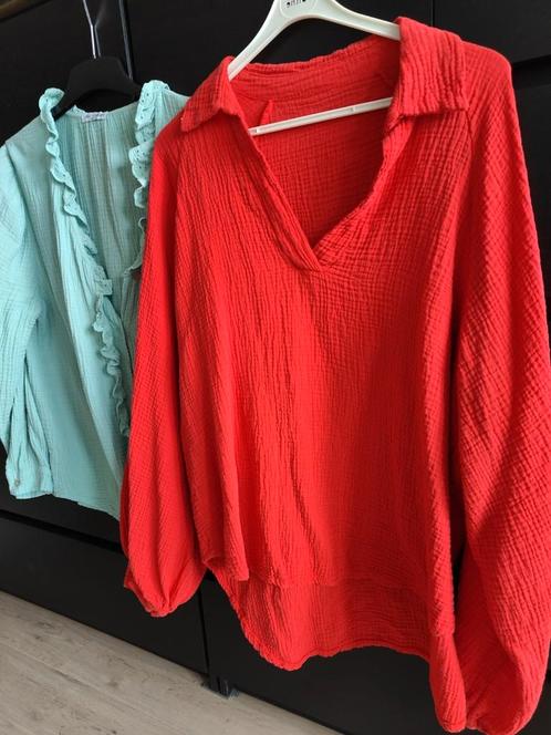 Rode blouse tuniek xxl wafel katoen hydrofiel tetra, Kleding | Dames, Blouses en Tunieken, Zo goed als nieuw, Maat 46/48 (XL) of groter