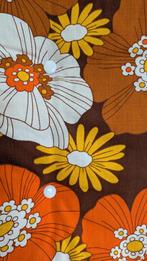 Vintage (tuin) stoel kussen en tafel kleed orange wit bruin, Huis en Inrichting, Ophalen of Verzenden, Gebruikt, Rond