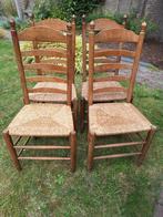 eetkamerstoelen met rieten zitting, Huis en Inrichting, Stoelen, Ophalen, Gebruikt, Bruin