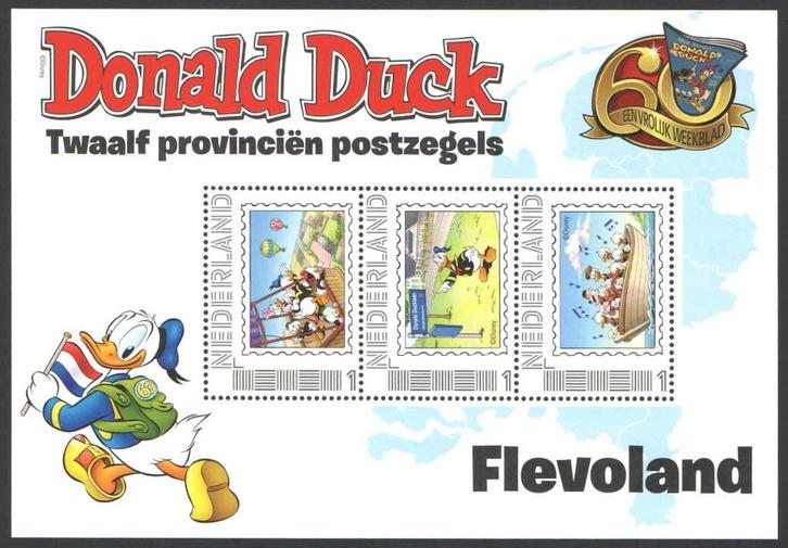 Postzegels Twaalf Provinciën, Donald Duck: Flevoland, Postzegels en Munten, Postzegels | Nederland, Postfris, Na 1940, Ophalen of Verzenden