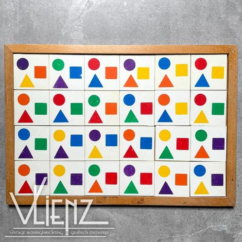 Vintage geometrische ROLF schoolpuzzel in houten frame, Kinderen en Baby's, Speelgoed | Kinderpuzzels, Gebruikt, 10 tot 50 stukjes