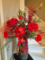 Boeket zijde bloemen rood in kerstsfeer, Huis en Inrichting, Woonaccessoires | Kunstplanten en Kunstbloemen, Ophalen of Verzenden
