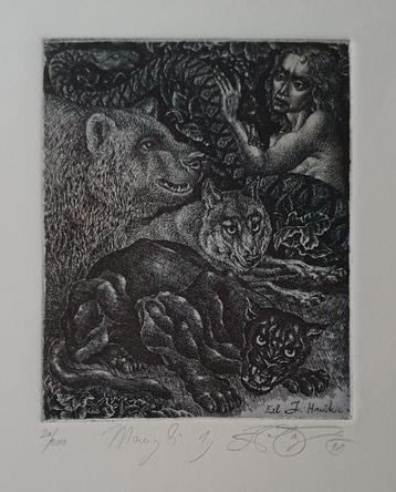 Exlibris /Ex libris H. Capova, Jungle Book, Mowgli beschikbaar voor biedingen