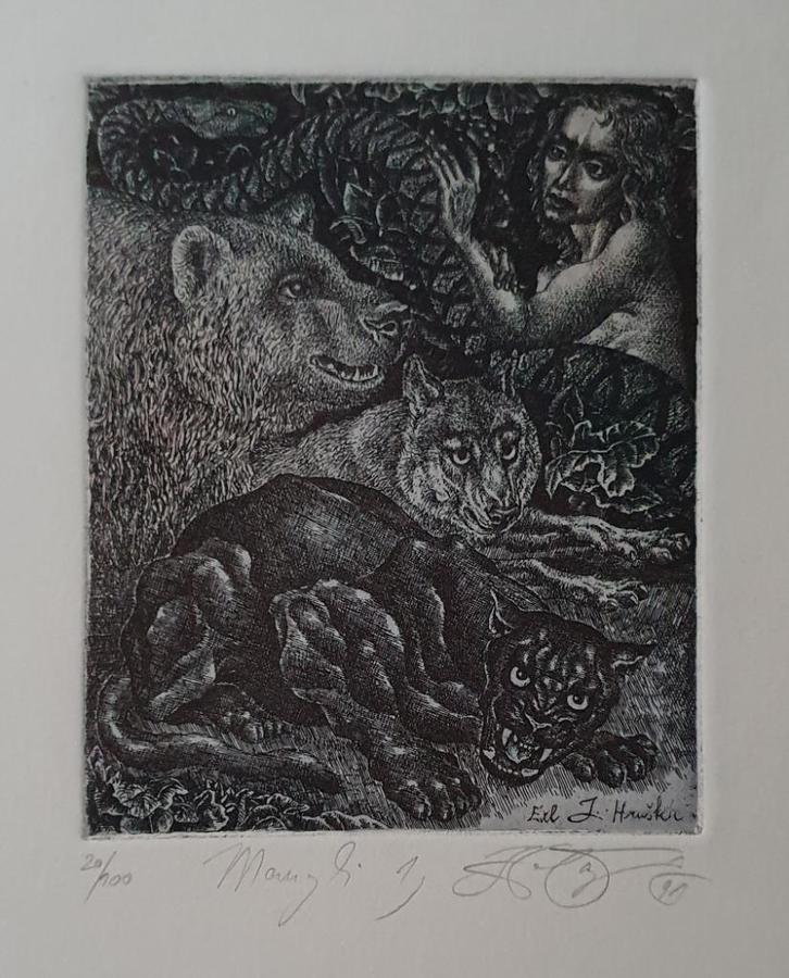 Exlibris /Ex libris H. Capova, Jungle Book, Mowgli, Antiek en Kunst, Kunst | Etsen en Gravures, Verzenden