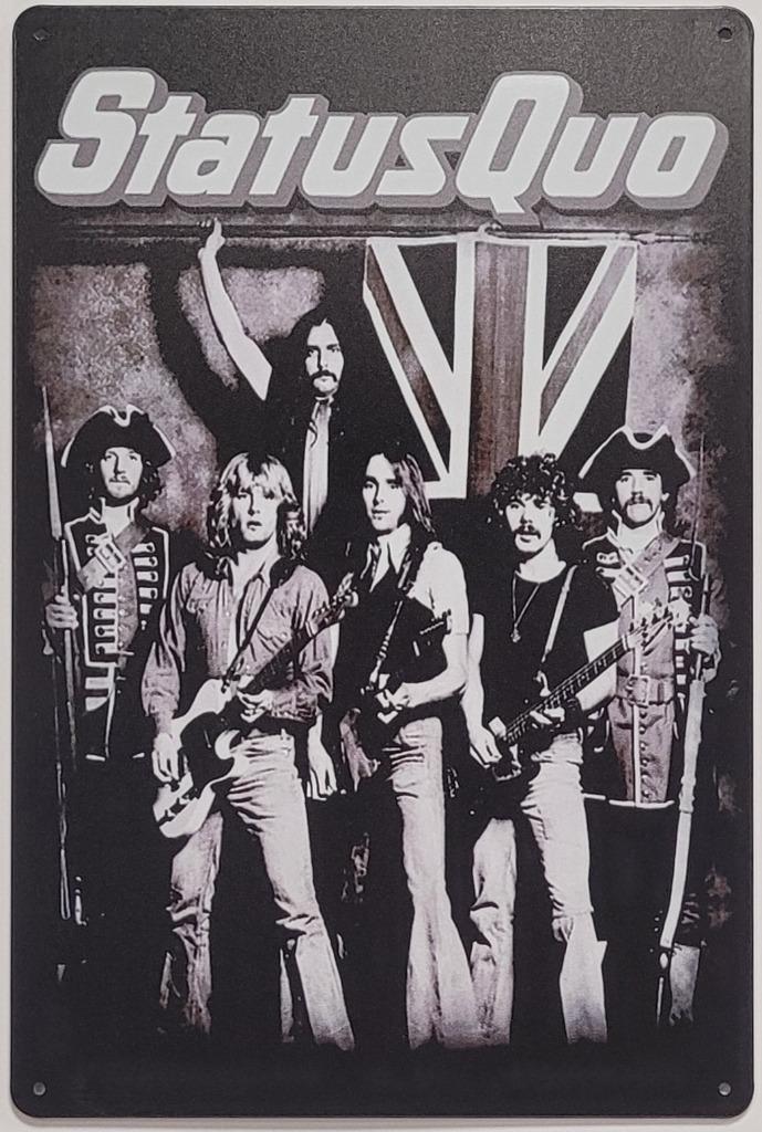 Status Quo Engelse vlag reclamebord van metaal wandbord deco, Verzamelen, Muziek, Artiesten en Beroemdheden, Nieuw, Foto of Kaart