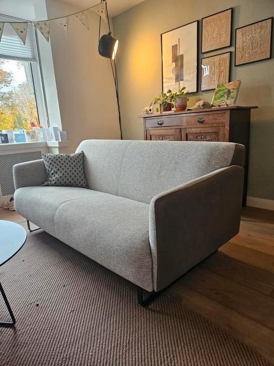 Bank goossens Montreal incl hocker, Huis en Inrichting, Banken | Sofa's en Chaises Longues, Zo goed als nieuw, Leer, Stof, Ophalen of Verzenden