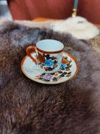 Antiek Japans Mokkakopje & Schotel | Handgeschilderd Meiji, Antiek en Kunst, Ophalen of Verzenden