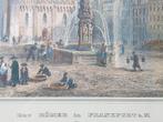 Mooie antieke ingelijste gravure uit Duitsland van Frankfurt, Antiek en Kunst, Kunst | Etsen en Gravures, Ophalen of Verzenden