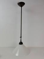 Art Deco verstelbare brons hanglamp opaline kap 1930s, Ophalen of Verzenden, Zo goed als nieuw, 75 cm of meer