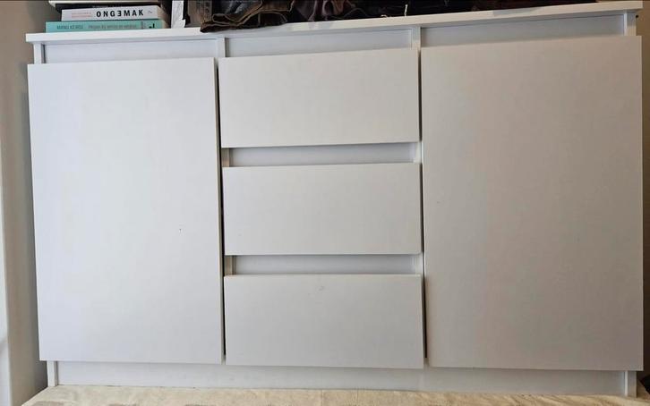 Witte ladekast met deuren, Huis en Inrichting, Kasten | Kledingkasten, Zo goed als nieuw, Minder dan 100 cm, 100 tot 150 cm, 25 tot 50 cm