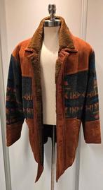 Retro vintage wollen jas - maat L - lamsleer, wol & vacht, Ophalen of Verzenden, Zo goed als nieuw, Maat 52/54 (L), Bruin
