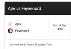 Ajax - Feyenoord 410, Tickets en Kaartjes, Losse kaart, Eén persoon, December
