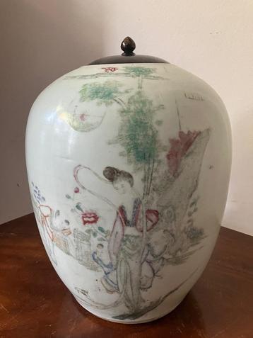 Grote antiek Chinese gemberpot beschikbaar voor biedingen