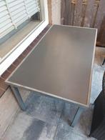 Tuintafel metaal met glazen plaat 80x145cm., Ophalen, Zo goed als nieuw, Rechthoekig, Metaal