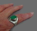 APARTE vintage grote 925 zilveren ring groene JADE M18!, Sieraden, Tassen en Uiterlijk, Ringen, Met edelsteen, Zo goed als nieuw