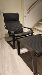 Zwarte relax stoel met hocker, Huis en Inrichting, Fauteuils, Ophalen, Zo goed als nieuw, Hout