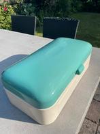 Broodtrommel mint groen/ wit. Vintage emaille., Ophalen, Gebruikt