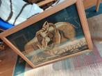 Picture (painting print) elephants 90 x 70 cm, Ophalen, Gebruikt, Schilderij, 75 tot 100 cm