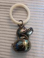 Oude verzilverde rammelaar bijtring eend, Ophalen of Verzenden