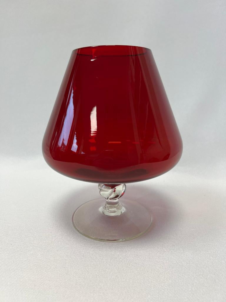 Glas ballonvaas / cognac glas rood, Ophalen of Verzenden