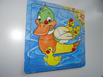 HOUTEN NoppenLEGPUZZEL - 4 Grote STUKKEN "EEND" beschikbaar voor biedingen