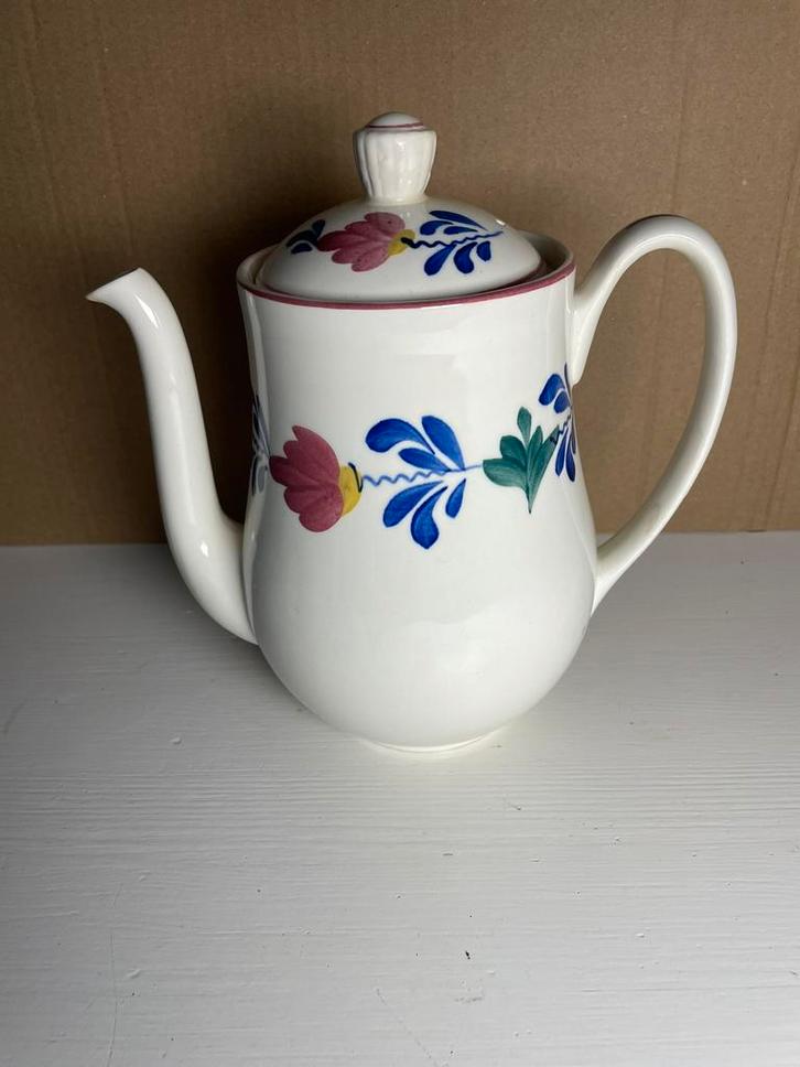 Handgeschilderd oud Boerenbont thee/koffie kan, Antiek en Kunst, Antiek | Servies los, Ophalen of Verzenden