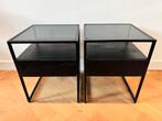 Set of 2 MADE black bedside tables with drawer, Ophalen, Zo goed als nieuw, 45 tot 65 cm, Minder dan 55 cm
