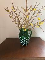 Retro groene waterkan met witte stippen , vaas, Ophalen of Verzenden, Gebruikt