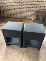 2 Grijze Stoffen Nachtkastjes met Lade, Huis en Inrichting, Overige materialen, Gebruikt, Minder dan 45 cm, Ophalen of Verzenden
