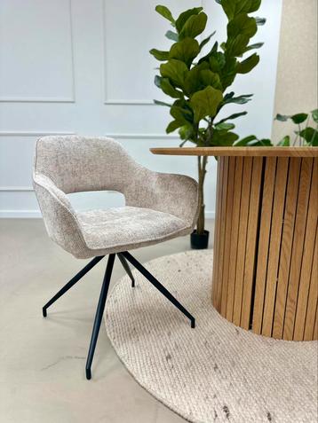 4x Champagne - Luxe draaistoelen - Chenille beschikbaar voor biedingen