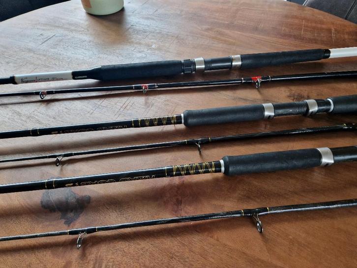 3 x boothengel Shimano / Ron Thompson zeevissen bootvissen, Watersport en Boten, Hengelsport | Zeevissen, Gebruikt, Werphengel