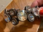 Vintage verzilverd JOSH armband strass rhinestones design, Gebruikt, Staal, Ophalen of Verzenden, Met strass