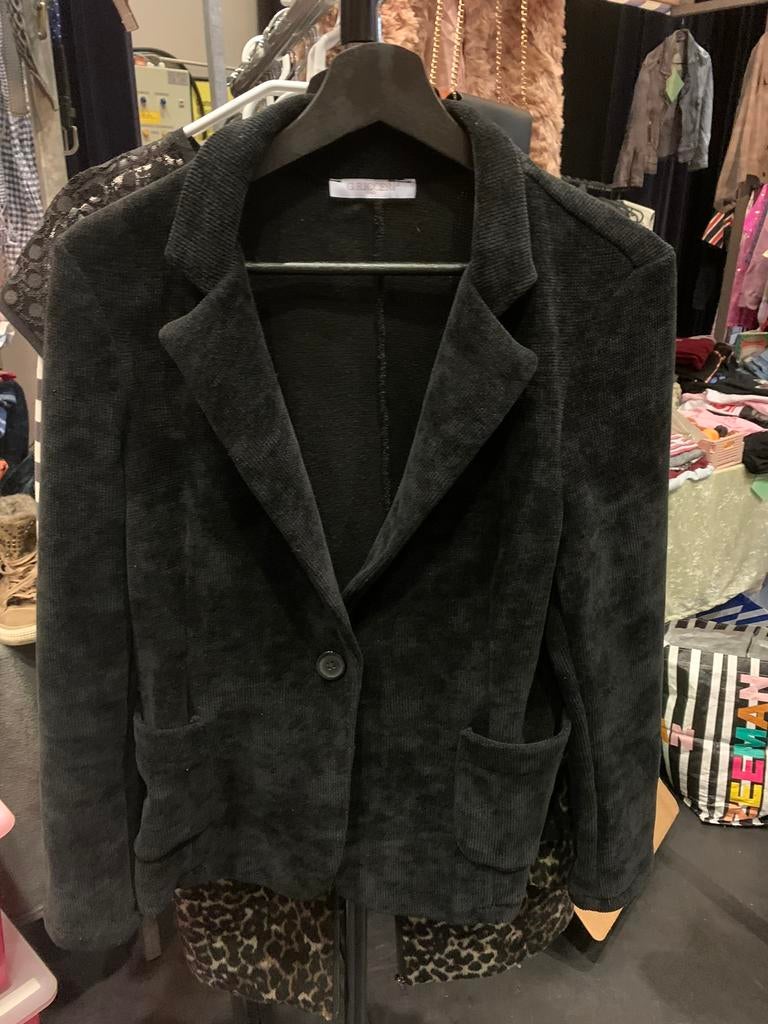 Zwarte blazer  Dunne rib Mt L Izgst, Ophalen of Verzenden, Zo goed als nieuw, Zwart