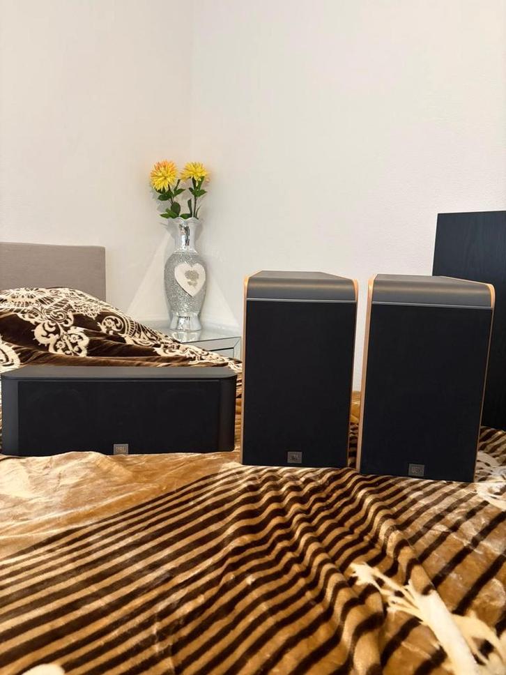 JBL ES30 + ES25C Speakerset - Boekenplank & Center, Audio, Tv en Foto, Luidsprekers, Gebruikt, Front, Rear of Stereo speakers