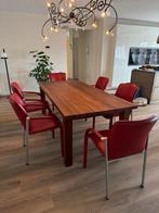 Kersenhouten tafel + Leolux stoelen, Huis en Inrichting, Tafels | Eettafels, Ophalen, Gebruikt, 200 cm of meer, 50 tot 100 cm