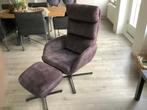 gemakkelijke fauteuil grijs velours., Huis en Inrichting, Fauteuils, Ophalen, 75 tot 100 cm, Zo goed als nieuw, Metaal