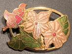 Nieuw Cloisonne,emaille vlinder op bloem broche.Merk Behave., Ophalen of Verzenden, Zo goed als nieuw, Rood, Overige materialen