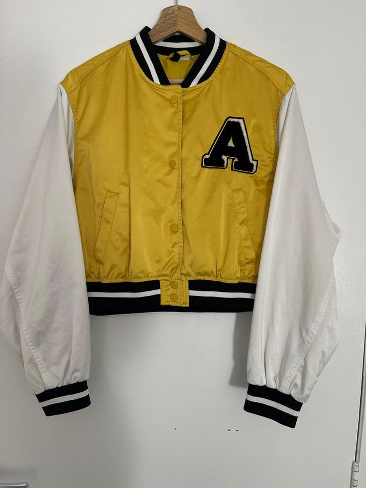 Baseball jack geel - H&M divided - S, Kleding | Dames, Jassen | Zomer, Zo goed als nieuw, Maat 36 (S), Geel, Ophalen of Verzenden