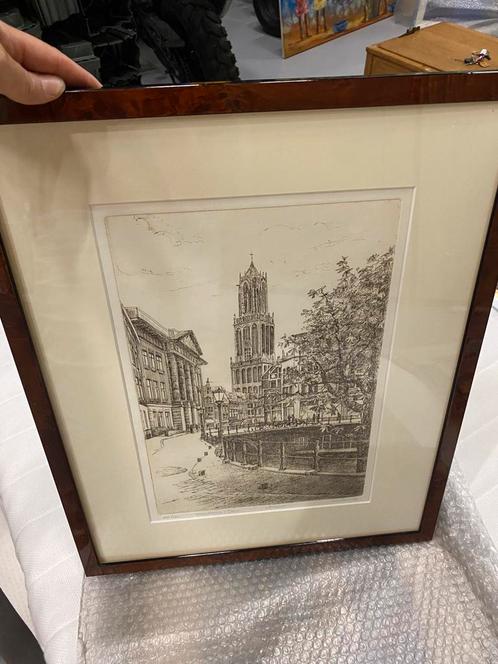 Ets Domtoren Utrecht - Genummerd & Gesigneerd, Antiek en Kunst, Kunst | Etsen en Gravures, Ophalen of Verzenden