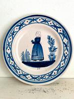 Antiek Frans aardewerk bord HB Quimper blauw wit, Ophalen