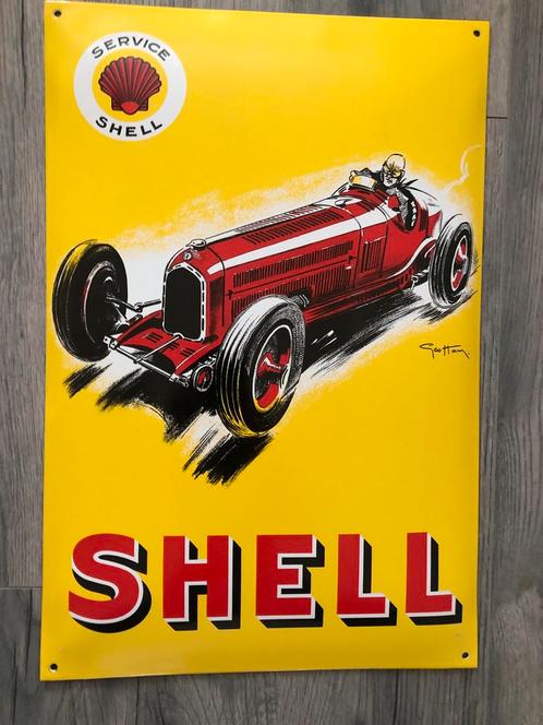 Zwaar Emaille bord van Shell Service als nieuw, Verzamelen, Merken en Reclamevoorwerpen, Zo goed als nieuw, Reclamebord, Ophalen of Verzenden