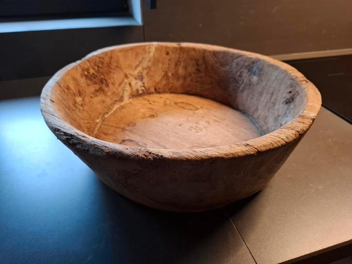 Stoere oud houten schaal, Huis en Inrichting, Woonaccessoires | Schalen en Manden, Zo goed als nieuw, Rond, Hout, Ophalen of Verzenden