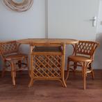 Mooi rotan-bamboe bistro setje/tafel+2 stoelen i.z.g.s., Gebruikt, 50 tot 100 cm, Tot twee personen, Ovaal