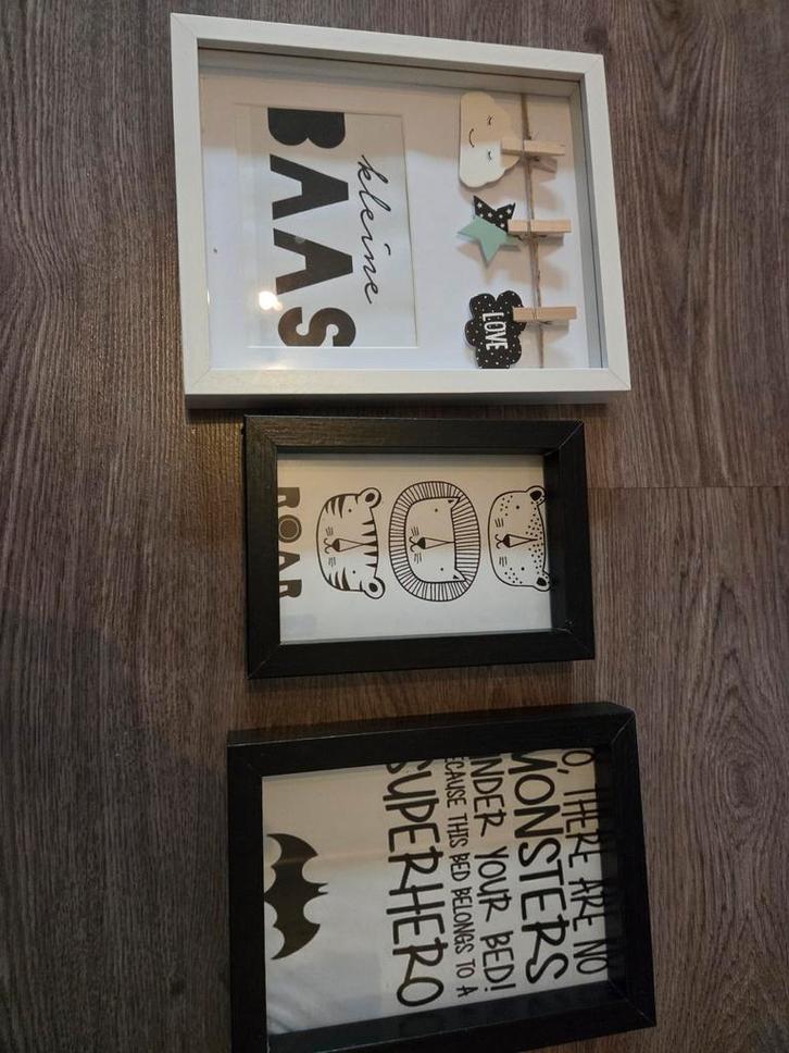 Foto Lijstjes Kindkamer - Set van 3, Huis en Inrichting, Woonaccessoires | Lijsten, Zo goed als nieuw, Minder dan 50 cm, Minder dan 50 cm