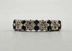 Gouden Vintage ring edelsteen saffier en diamant. 2025/348., Ophalen of Verzenden, Goud, Ring, Met edelsteen