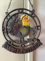 Uithangbord, gietijzer bord haan, welkom, welcome, Ø 25 cm., Ophalen