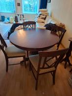 Houten uitschuifbare Eettafel met Stoelen, Huis en Inrichting, Tafels | Eettafels, Ophalen, 100 tot 150 cm, Klassiek, Rond