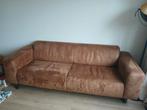 Cognac ecoleer 3-zits bank, Gebruikt, Driepersoons, Ophalen of Verzenden, Rechte bank