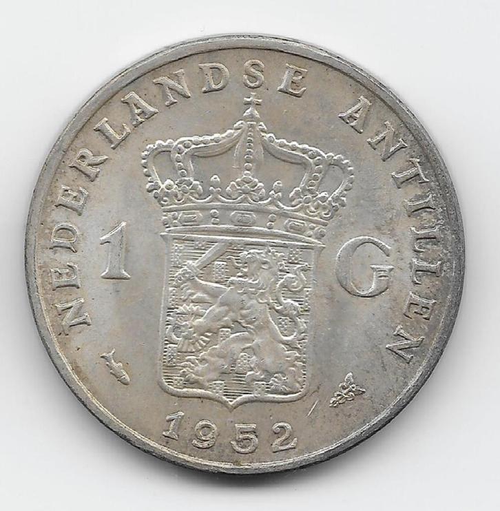 Nederlandse Antillen 1 gulden 1952 KM# 2, Postzegels en Munten, Munten | Amerika, Losse munt, Midden-Amerika, Zilver, Verzenden